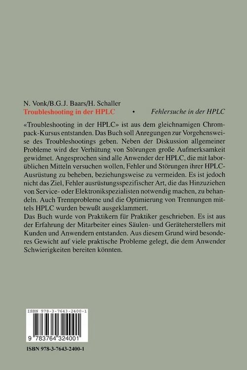 Produktbild: Troubleshooting in the HPLC