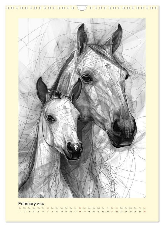 Produktbild: Sketchy Power Horses (Wall Calendar 2026 DIN A3 portrait), CALVENDO 12 Month Wall Calendar