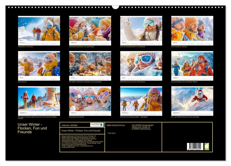 Produktbild: Unser Winter - Flocken, Fun und Freunde (Wandkalender 2026 DIN A2 quer), CALVENDO Monatskalender
