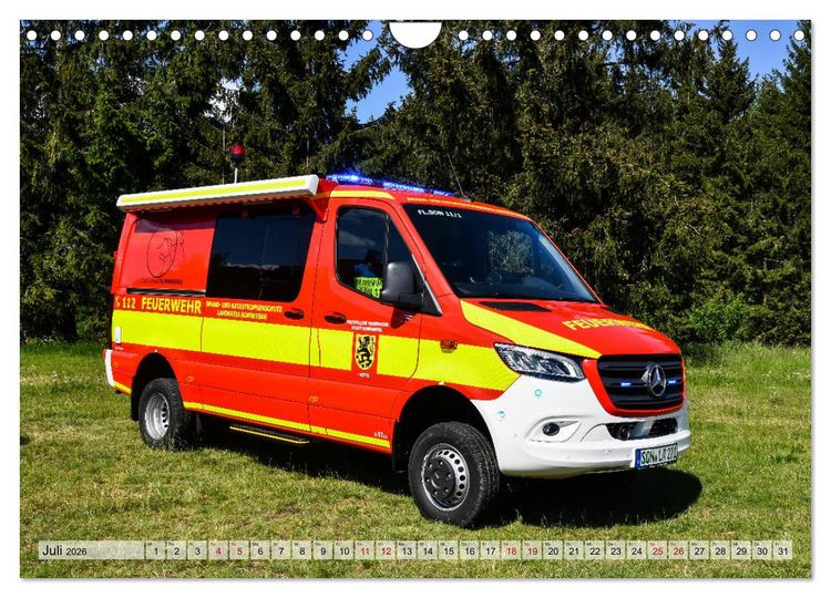 Produktbild: Feuerwehrfahrzeuge (Wandkalender 2026 DIN A4 quer), CALVENDO Monatskalender