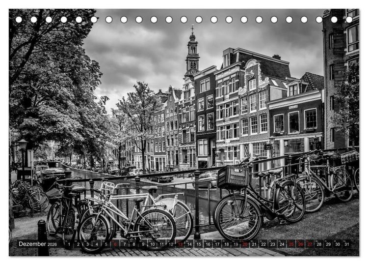 Produktbild: AMSTERDAM Stadtherz in Monochrom (Tischkalender 2026 DIN A5 quer), CALVENDO Monatskalender