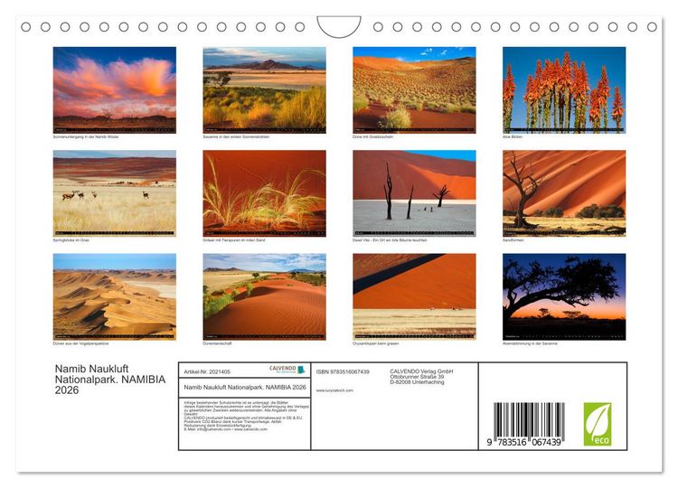 Produktbild: Namib Naukluft Nationalpark. NAMIBIA 2026 (Wandkalender 2026 DIN A4 quer), CALVENDO Monatskalender