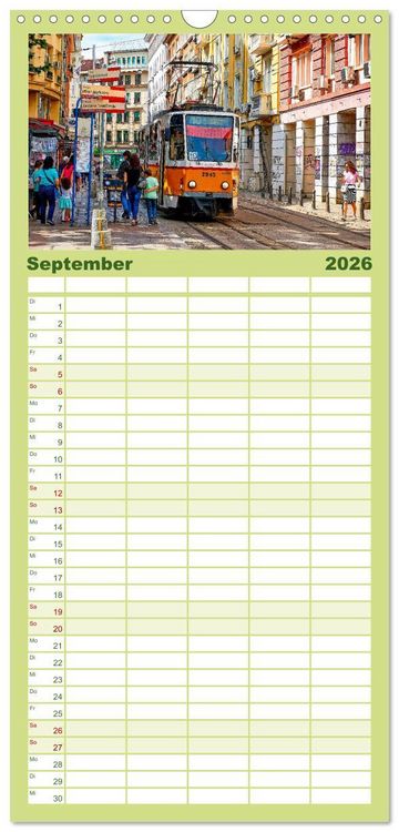Produktbild: Familienplaner 2026 - Ich fahre gern Stra&szlig;enbahn mit 5 Spalten (Wandkalender, 21 x 45 cm) CALVENDO