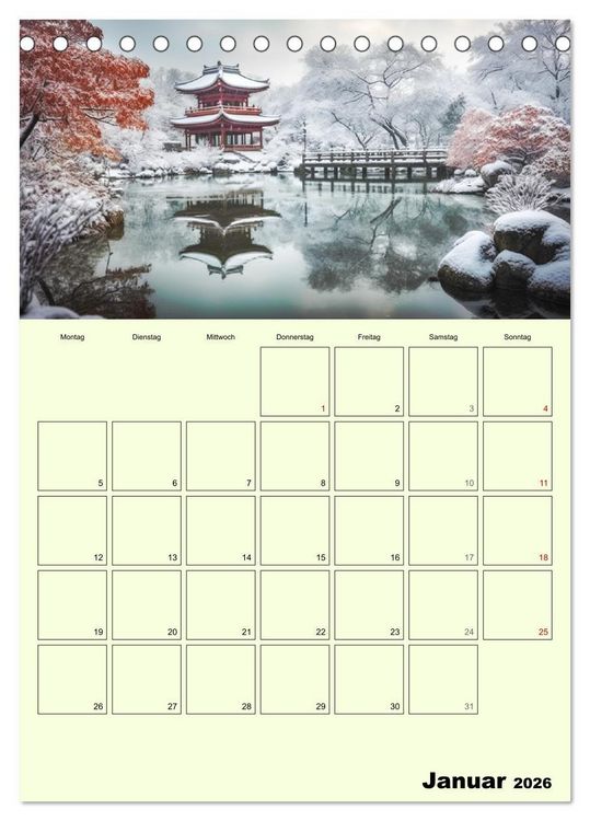 Produktbild: Im japanischen Garten. Zauberhafte Illustrationen (Tischkalender 2026 DIN A5 hoch), CALVENDO Monatskalender