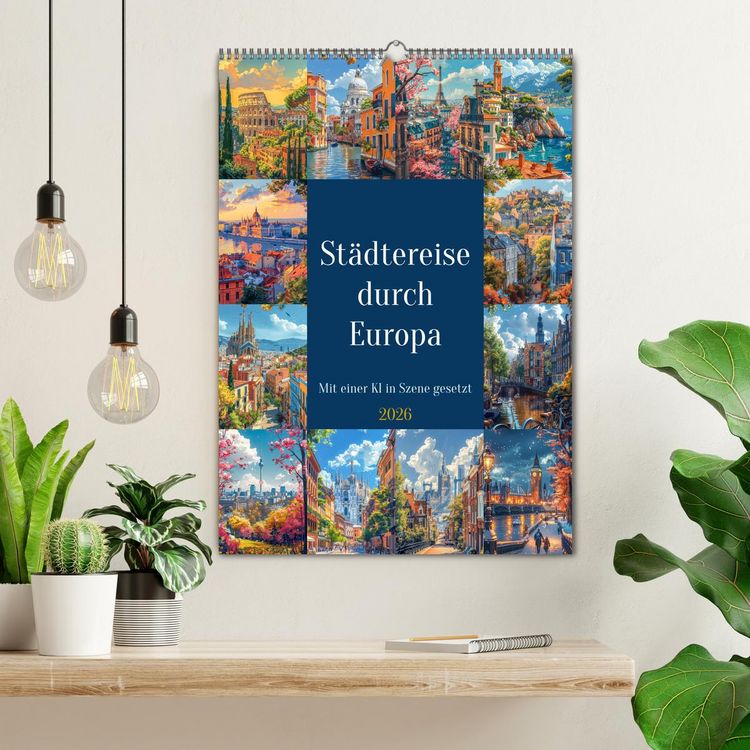 Produktbild: St&auml;dtereise durch Europa (Wandkalender 2026 DIN A2 hoch), CALVENDO Monatskalender