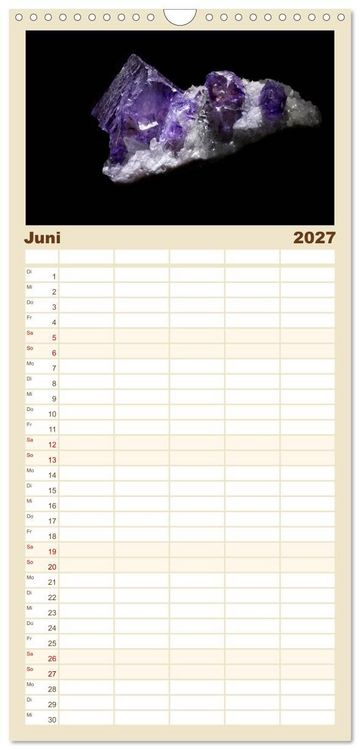 Produktbild: Familienplaner 2027 - MINERALIEN designed by nature mit 5 Spalten (Wandkalender, 21 x 45 cm) CALVENDO