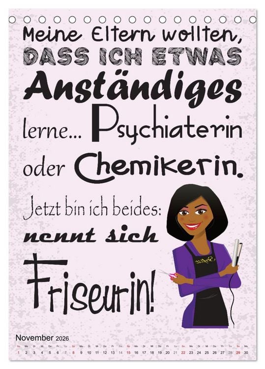 Produktbild: Haarige Friseurspr&uuml;che (Tischkalender 2026 DIN A5 hoch), CALVENDO Monatskalender