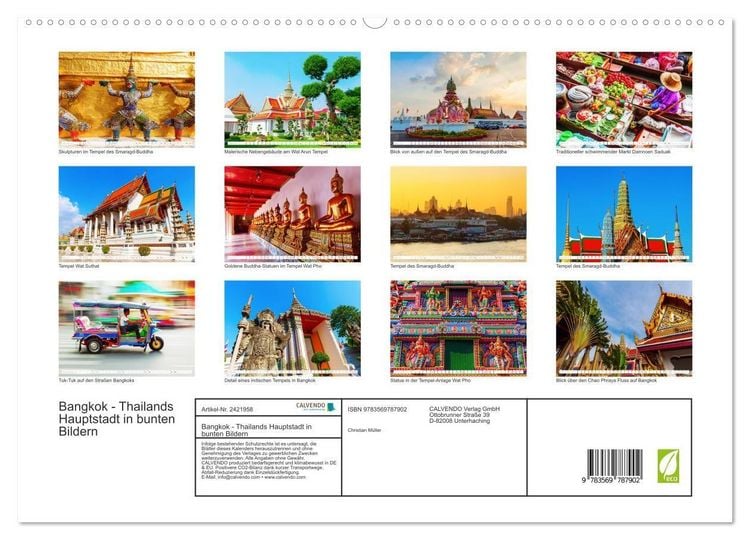 Produktbild: Bangkok - Thailands Hauptstadt in bunten Bildern (hochwertiger Premium Wandkalender 2027 DIN A2 quer), Kunstdruck in Hochglanz