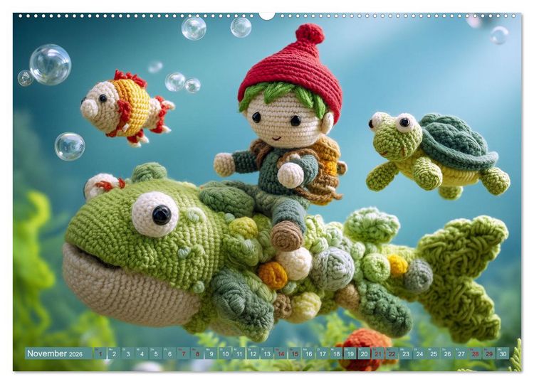 Produktbild: Amigurumi Erz&auml;hlzauber. Fantastische Geschichten als H&auml;kelkunst inszeniert (hochwertiger Premium Wandkalender 2026 DIN A2 quer), Kunstdruck in Hochglanz