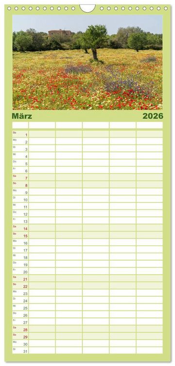 Produktbild: Familienplaner 2026 - Spanien - Balearen - Mallorca mit 5 Spalten (Wandkalender, 21 x 45 cm) CALVENDO