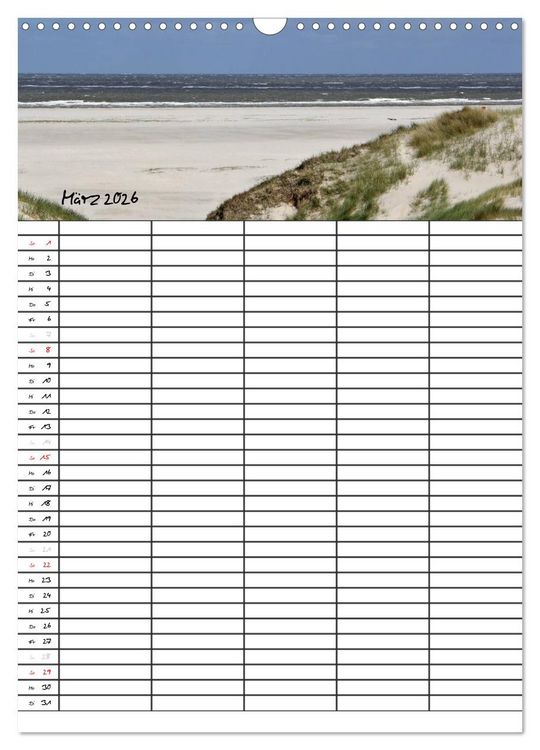 Produktbild: Urlaubsparadies Amrum / Familienplaner (Wandkalender 2026 DIN A3 hoch), CALVENDO Monatskalender