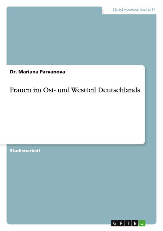 Produktbild: Frauen im Ost- und Westteil Deutschlands