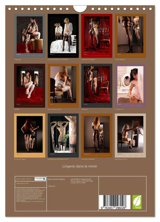 Produktbild: Lingerie dans le miroir (Calendrier mural 2026 DIN A4 horizontal), CALVENDO calendrier mensuel