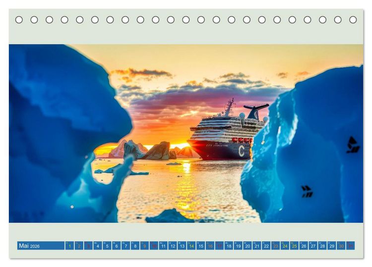 Produktbild: Kreuzfahrtschiffe vor Gr&ouml;nland (Tischkalender 2026 DIN A5 quer), CALVENDO Monatskalender