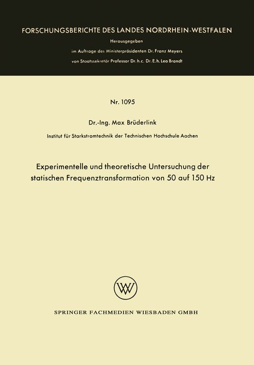 Produktbild: Experimentelle und theoretische Untersuchung der statischen Frequenztransformation von 50 auf 150 Hz