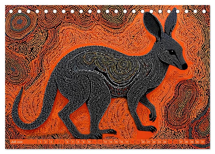 Produktbild: Traumzeit - KI-generierte Aborigine-Kunst aus dem Herzen Australiens (Tischkalender 2026 DIN A5 quer), CALVENDO Monatskalender