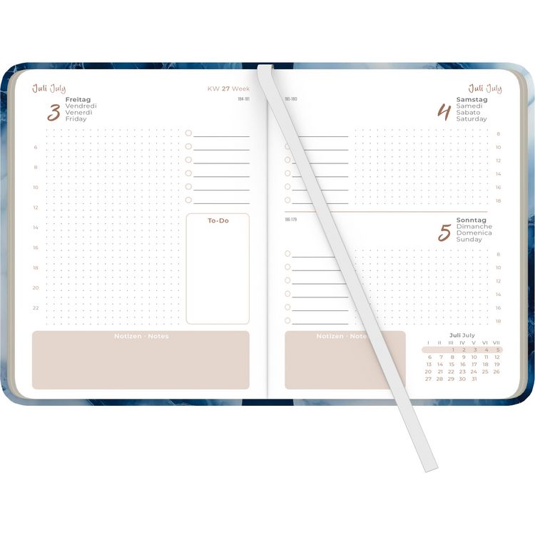 Daily Journal Marble 2026 - Taschen-Kalender A6 - Elefant - Day By Day - 352 Seiten - Notiz-Buch - Alpha Edition