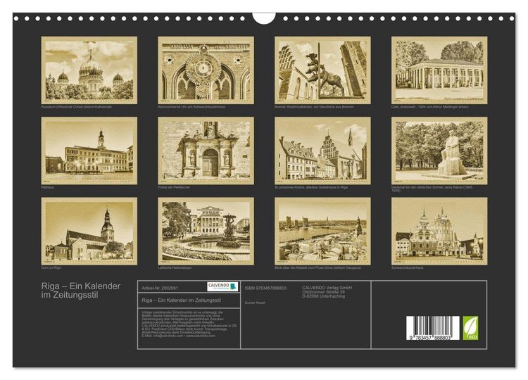 Produktbild: Riga &ndash; Ein Kalender im Zeitungsstil (Wandkalender 2026 DIN A3 quer), CALVENDO Monatskalender