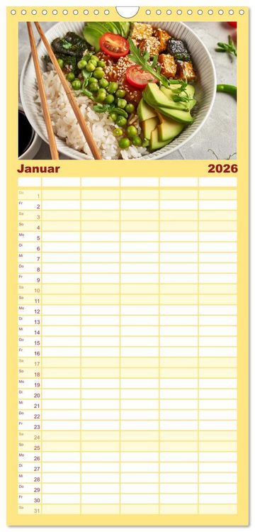 Produktbild: Familienplaner 2026 - Vegane Bowls - Eine Sch&uuml;ssel voller Geschmack mit 5 Spalten (Wandkalender, 21 x 45 cm) CALVENDO