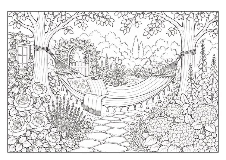 Produktbild: Garten Malbuch f&uuml;r Erwachsene &ndash; 50 Ausmalbilder zur Entspannung