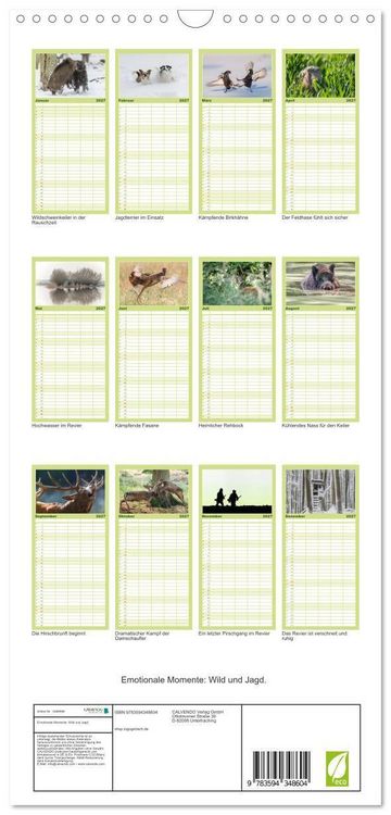 Produktbild: Familienplaner 2027 - Emotionale Momente: Wild und Jagd. mit 5 Spalten (Wandkalender, 21 x 45 cm) CALVENDO