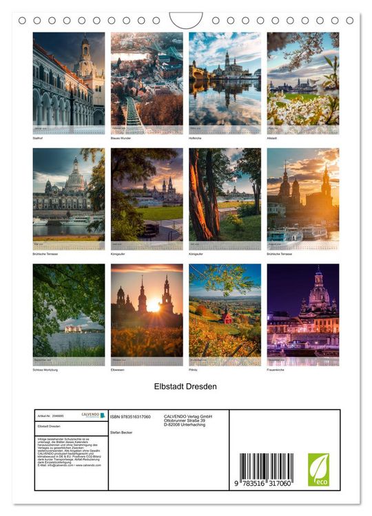 Produktbild: Elbstadt Dresden (Wandkalender 2026 DIN A4 hoch), CALVENDO Monatskalender