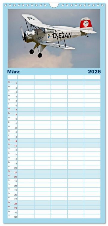 Produktbild: Familienplaner 2026 - Modellflieger mit 5 Spalten (Wandkalender, 21 x 45 cm) CALVENDO