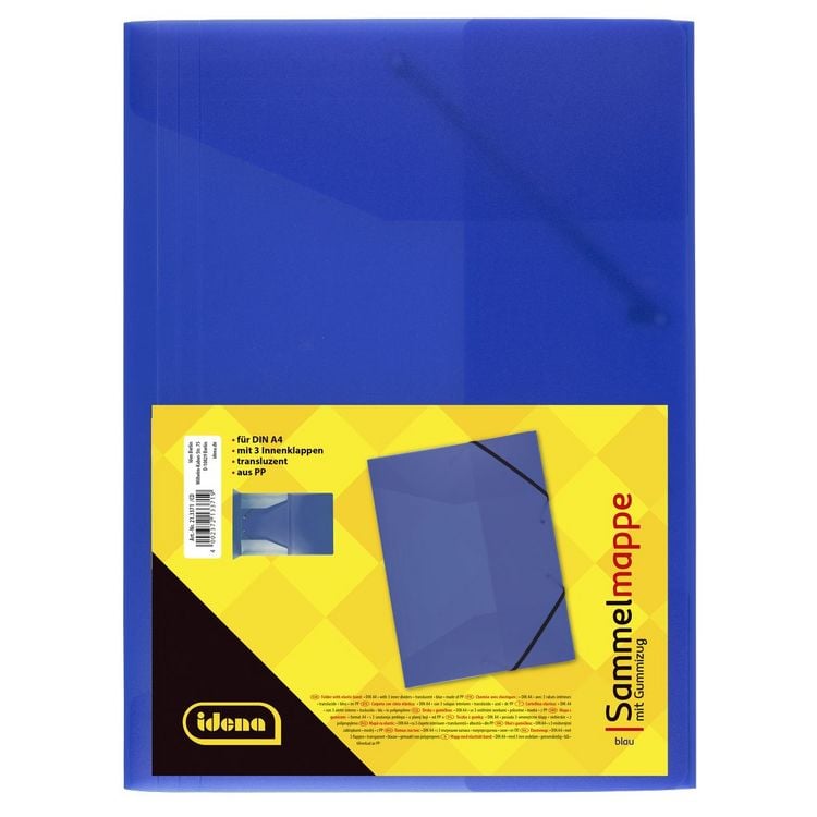 Produktbild: Idena Sammelmappe PP mit Gummizug transluzent blau DIN A4