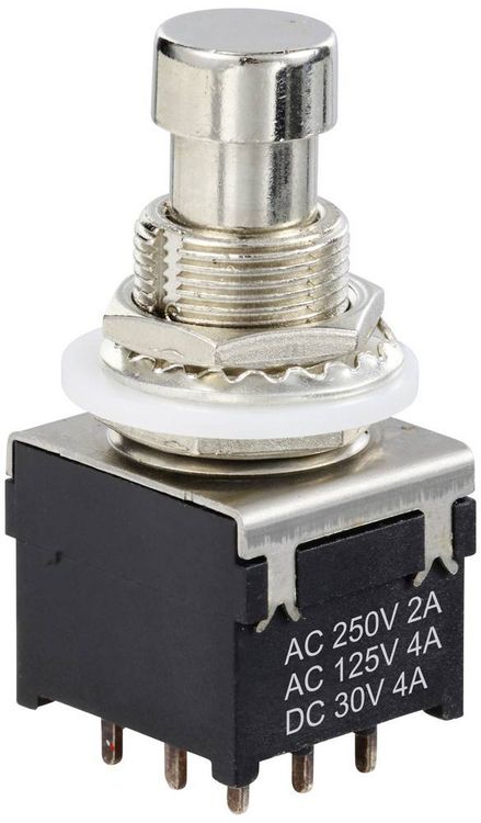 Produktbild: TRU COMPONENTS TC-12193712 Druckschalter 3P2T mit geradem Stift Schaltstrom (max.): 4 A 1 St.