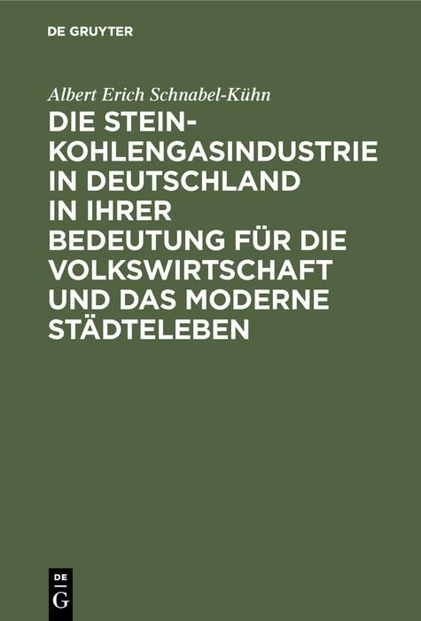Produktbild: Die Steinkohlengasindustrie in Deutschland in ihrer Bedeutung f&uuml;r die Volkswirtschaft und das moderne St&auml;dteleben