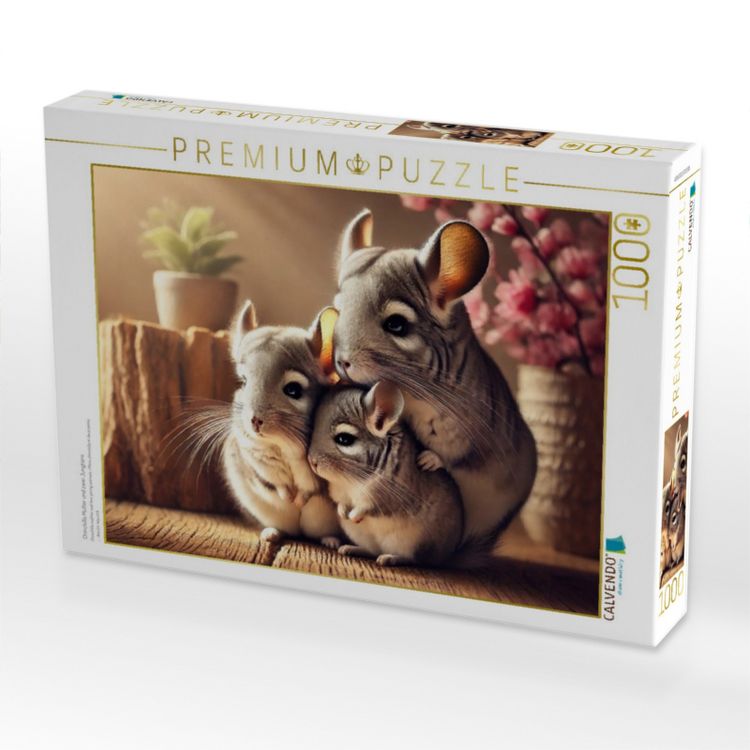 Produktbild: CALVENDO Puzzle Chinchilla Mutter und zwei Jungtiere | 1000 Teile Lege-Gr&ouml;&szlig;e 64x48cm Foto-Puzzle f&uuml;r gl&uuml;ckliche Stunden