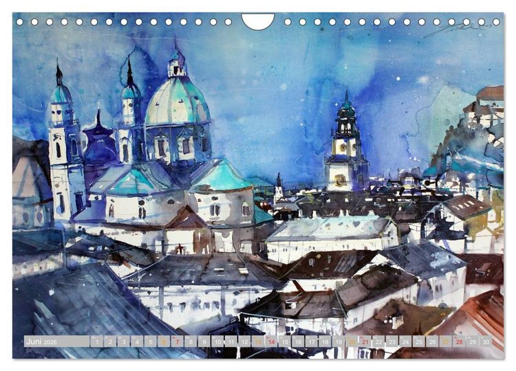 Produktbild: Aquarelle aus der Mozartstadt Salzburg (Wandkalender 2026 DIN A4 quer), CALVENDO Monatskalender