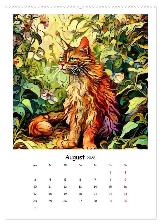 Produktbild: Jugendstil Katzen (Wandkalender 2026 DIN A2 hoch), CALVENDO Monatskalender