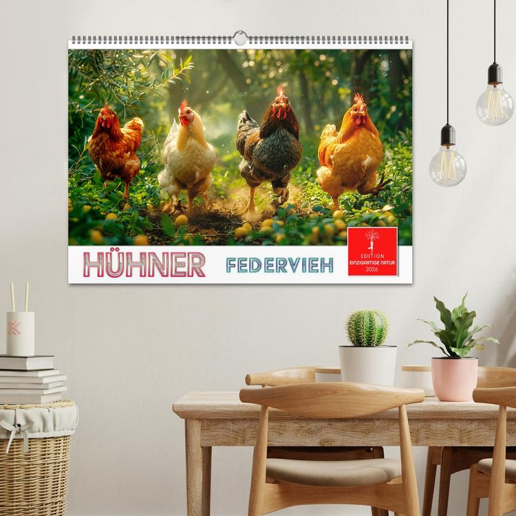 Produktbild: H&uuml;hner Federvieh (Wandkalender 2026 DIN A2 quer), CALVENDO Monatskalender