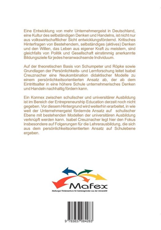 Produktbild: Pers&ouml;nlichkeitsentfaltung zu unternehmerischen Kompetenzen in Schule und Universit&auml;t
