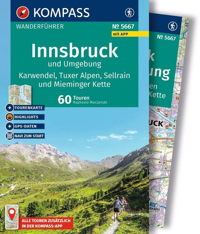 Produktbild: KOMPASS Wanderf&uuml;hrer Innsbruck und Umgebung, Karwendel, Tuxer Alpen, Sellrain und Mieminger Kette, 60 Touren mit Extra-Tourenkarte