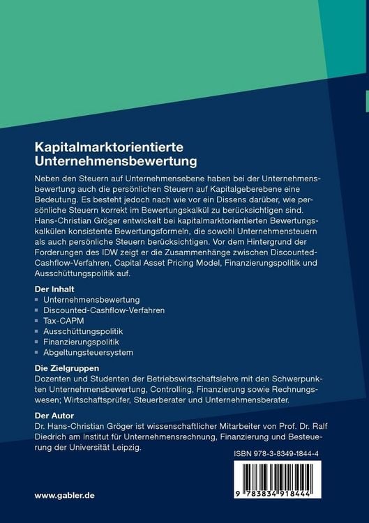Produktbild: Kapitalmarktorientierte Unternehmensbewertung