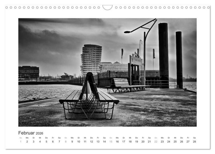 Produktbild: Hamburg in schwarz-weiss (Wandkalender 2026 DIN A3 quer), CALVENDO Monatskalender