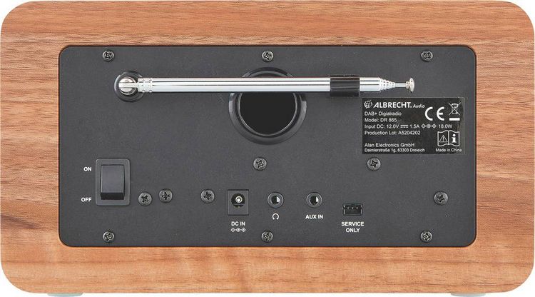 Produktbild: Albrecht DR 865 Tischradio DAB+, UKW AUX Barrierefrei, Inkl. Fernbedienung, Tastensperre, Weckfunktion Holz (dunkel)