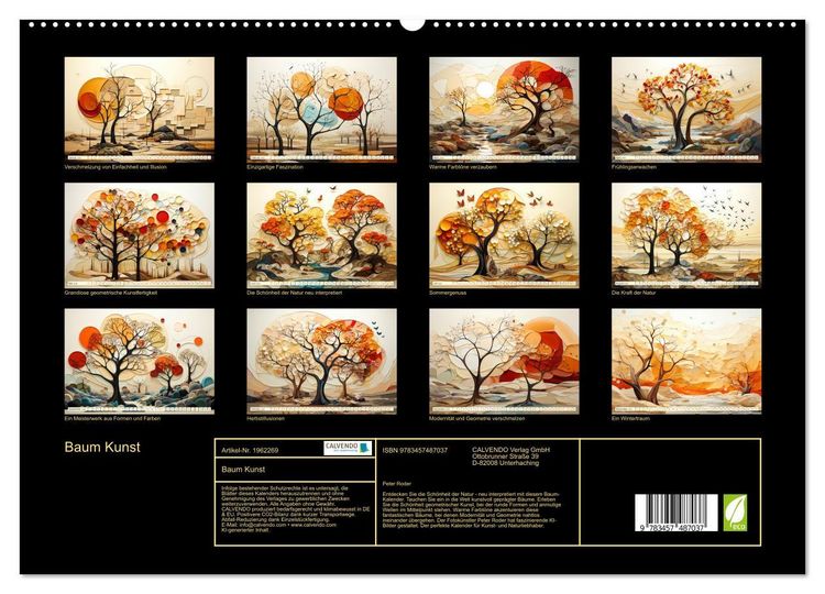 Produktbild: Baum Kunst (hochwertiger Premium Wandkalender 2026 DIN A2 quer), Kunstdruck in Hochglanz