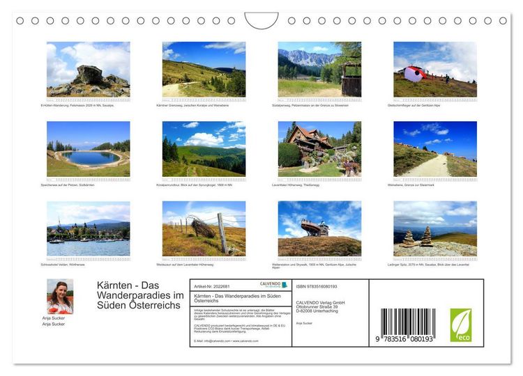 Produktbild: K&auml;rnten - Das Wanderparadies im S&uuml;den &Ouml;sterreichs (Wandkalender 2026 DIN A4 quer), CALVENDO Monatskalender