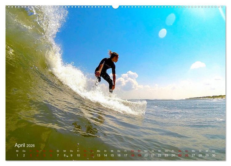 Produktbild: Surfen - die perfekte Welle (hochwertiger Premium Wandkalender 2026 DIN A2 quer), Kunstdruck in Hochglanz