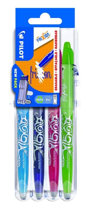 Produktbild: PILOT Tintenroller FriXion Ball 0.7 (M) Hellgr&uuml;n, Pink, Violett, Hellblau 4er Set2Go