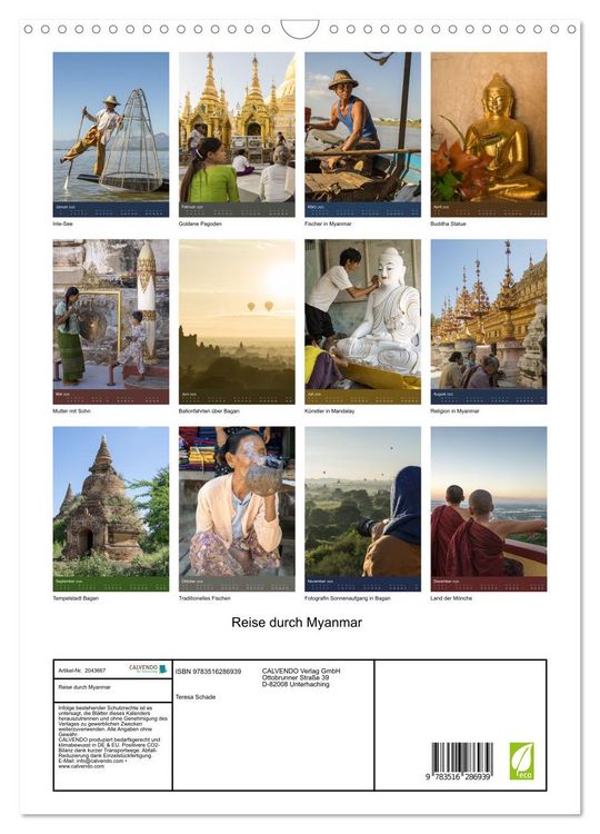Produktbild: Reise durch Myanmar (Wandkalender 2026 DIN A3 hoch), CALVENDO Monatskalender