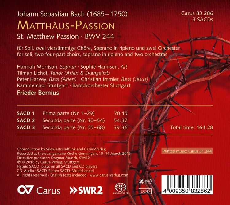 Produktbild: Matth&auml;us Passion BWV 244 (limited Deluxe Edition)