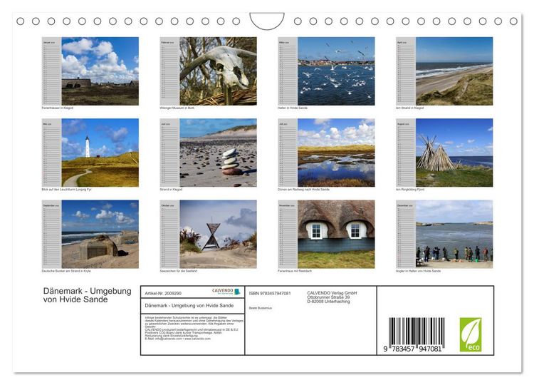 Produktbild: D&auml;nemark - Umgebung von Hvide Sande (Wandkalender 2026 DIN A4 quer), CALVENDO Monatskalender