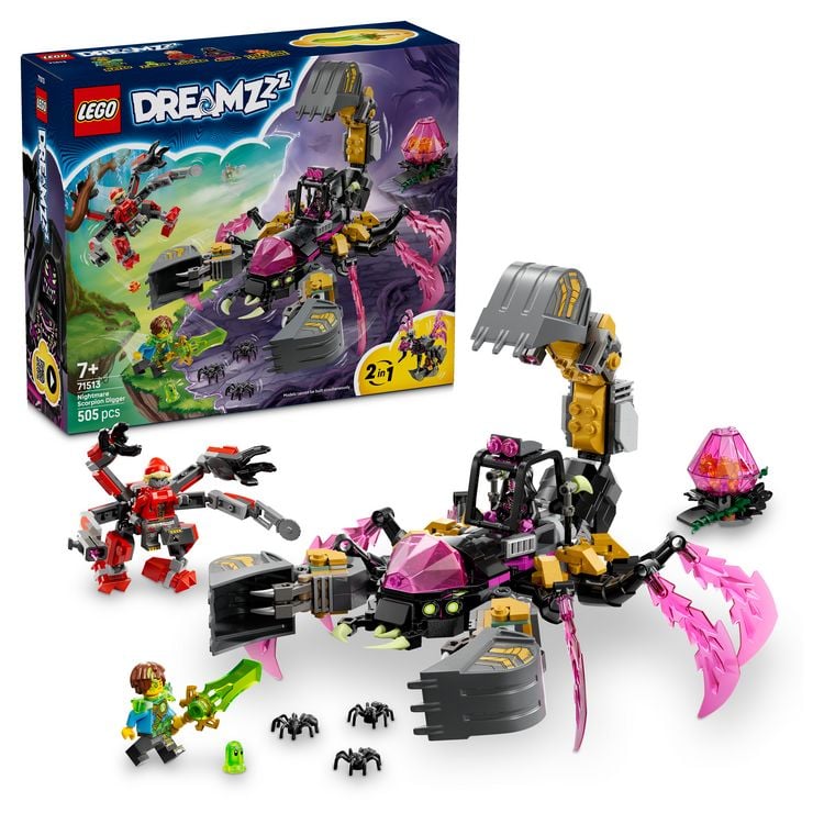 Produktbild: LEGO DREAMZzz 2in1 71513 Albtraum-Skorpionbagger, Spielzeug mit Figuren