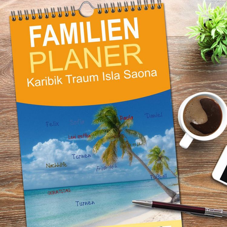Produktbild: Familienplaner 2026 - Karibik Traum Isla Saona mit 5 Spalten (Wandkalender, 21 x 45 cm) CALVENDO