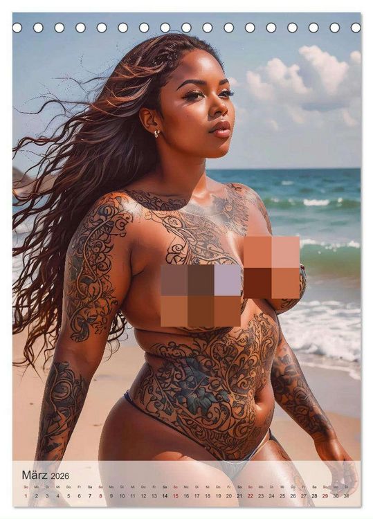 Produktbild: Verf&uuml;hrerische Momente - Kurven und Tattoos (Tischkalender 2026 DIN A5 hoch), CALVENDO Monatskalender