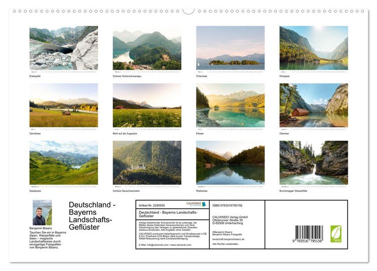 Produktbild: Deutschland - Bayerns Landschafts-Gefl&uuml;ster (hochwertiger Premium Wandkalender 2027 DIN A2 quer), Kunstdruck in Hochglanz